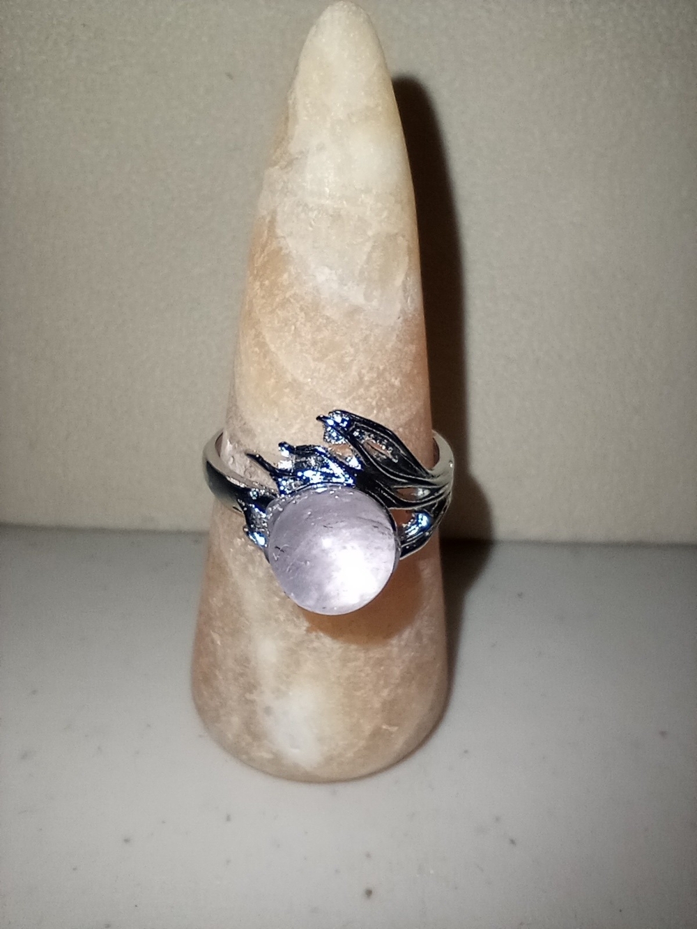 Amethyst Sphere Style Adjustable Ring